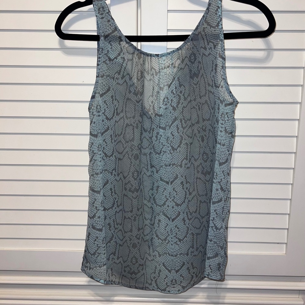 Sheer Snakeskin Print Keyhole Back Tank Top‎ Blouse.